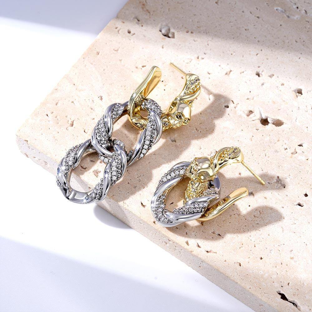 Removable Twisted Rope Skull Earrings image number 2