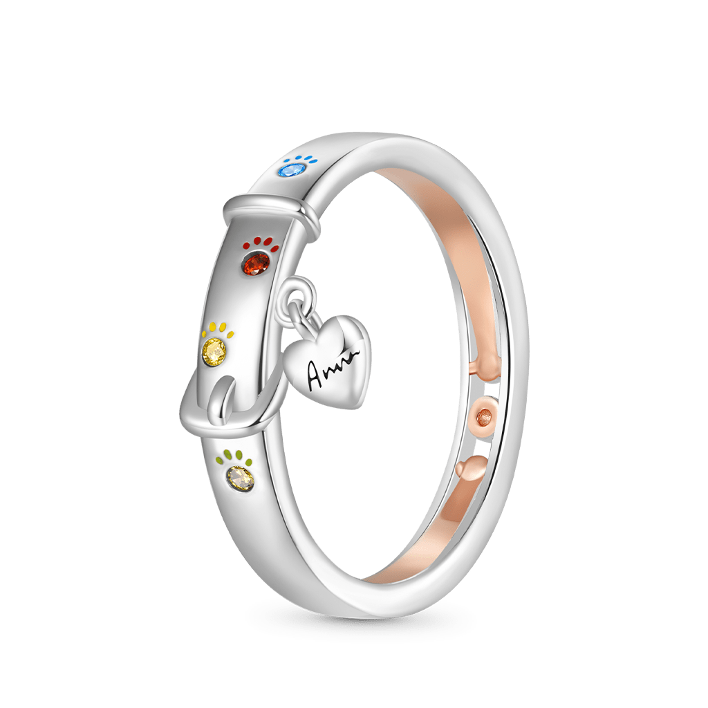 Collar Paw Print Band Ring image number 2