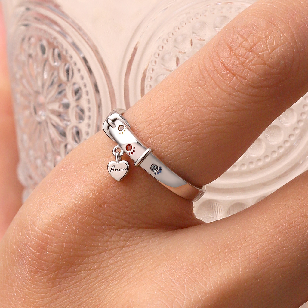 Collar Paw Print Band Ring image number 5