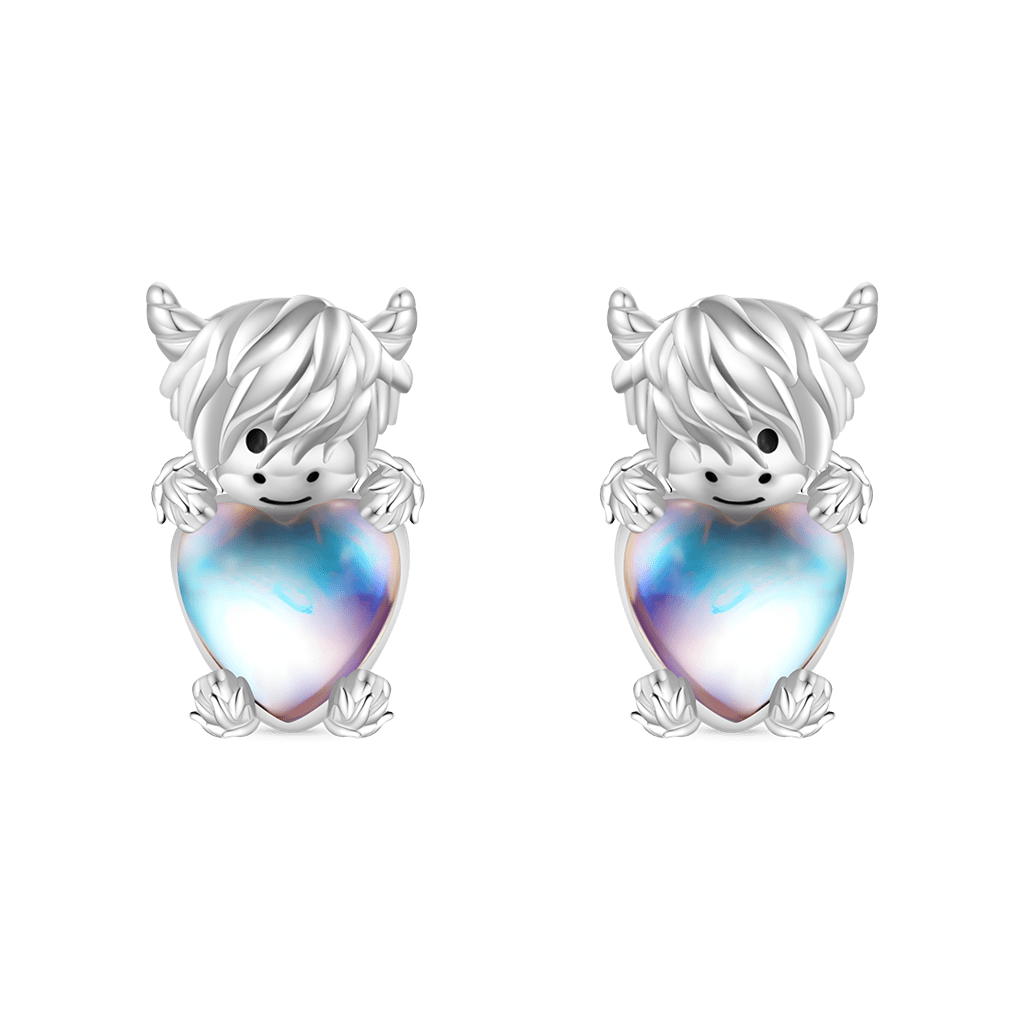 Highland Cow Moonstone Earrings image number 0