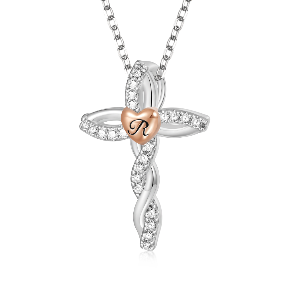 Retro Diamonds Cross Necklace image number 0