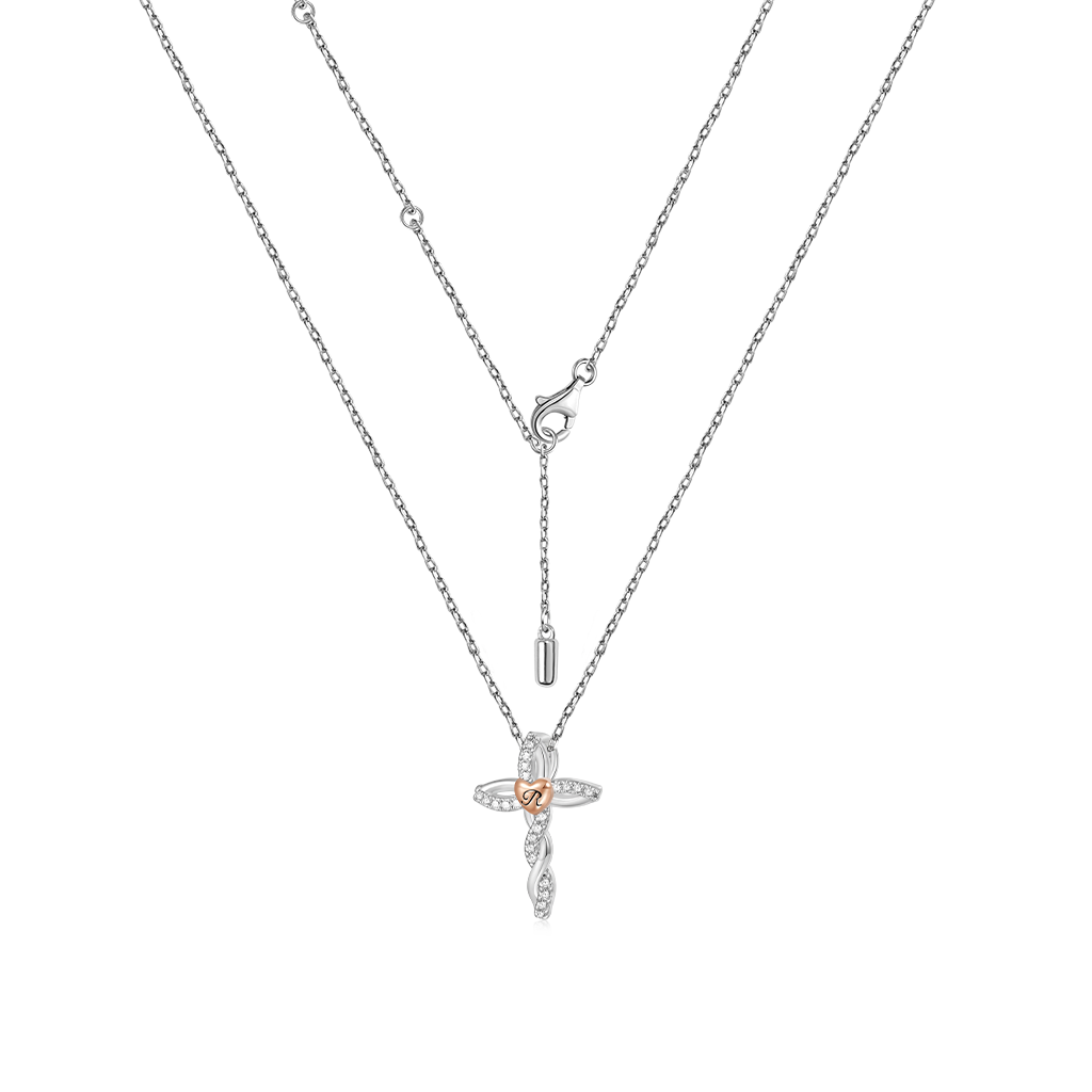 Retro Diamonds Cross Necklace image number 1