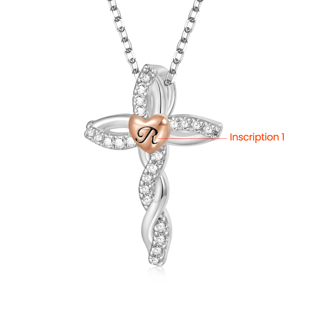 Retro Diamonds Cross Necklace image number 2