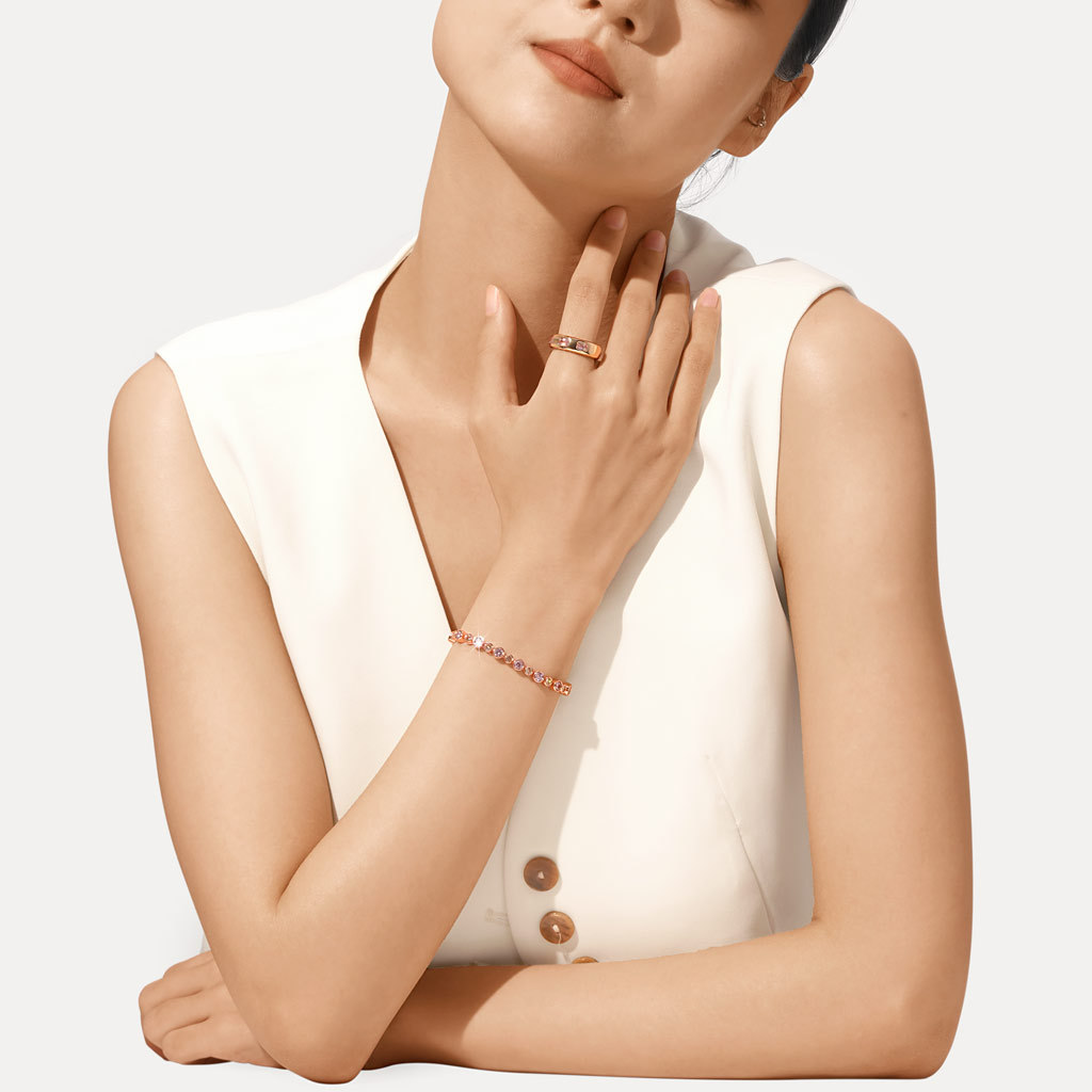 Morganite & Citrine Bezel Chain Bracelet image number 1