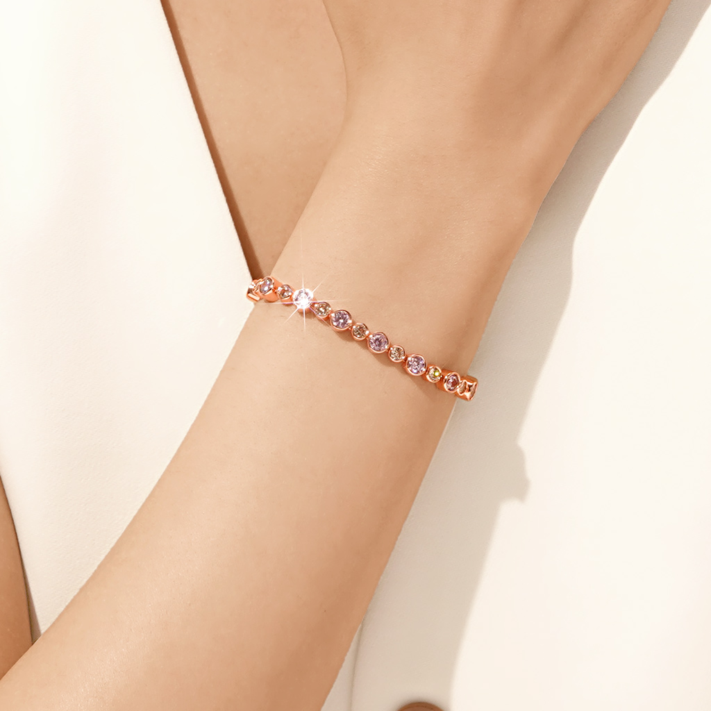 Morganite & Citrine Bezel Chain Bracelet image number 3