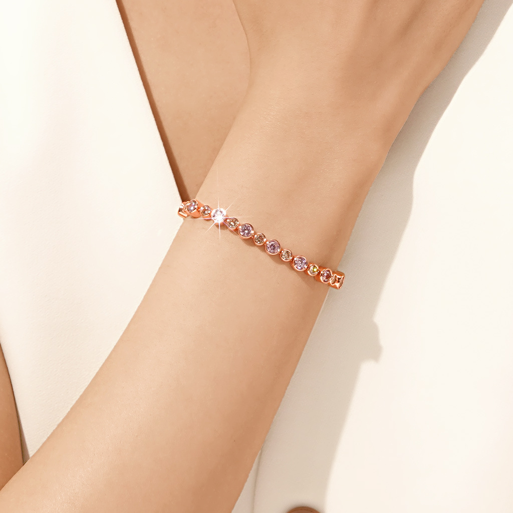 Morganite & Citrine Bezel Chain Bracelet image number 3