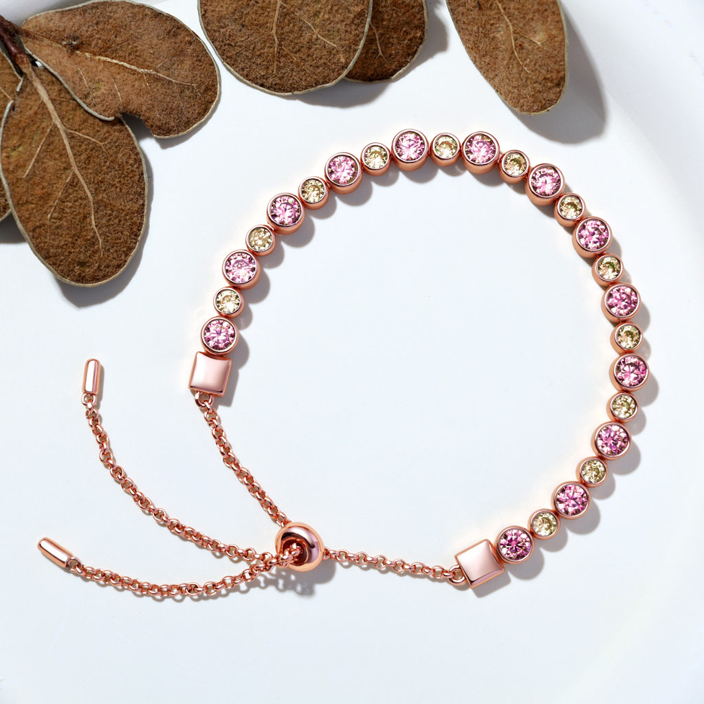 Morganite & Citrine Bezel Chain Bracelet image number 4