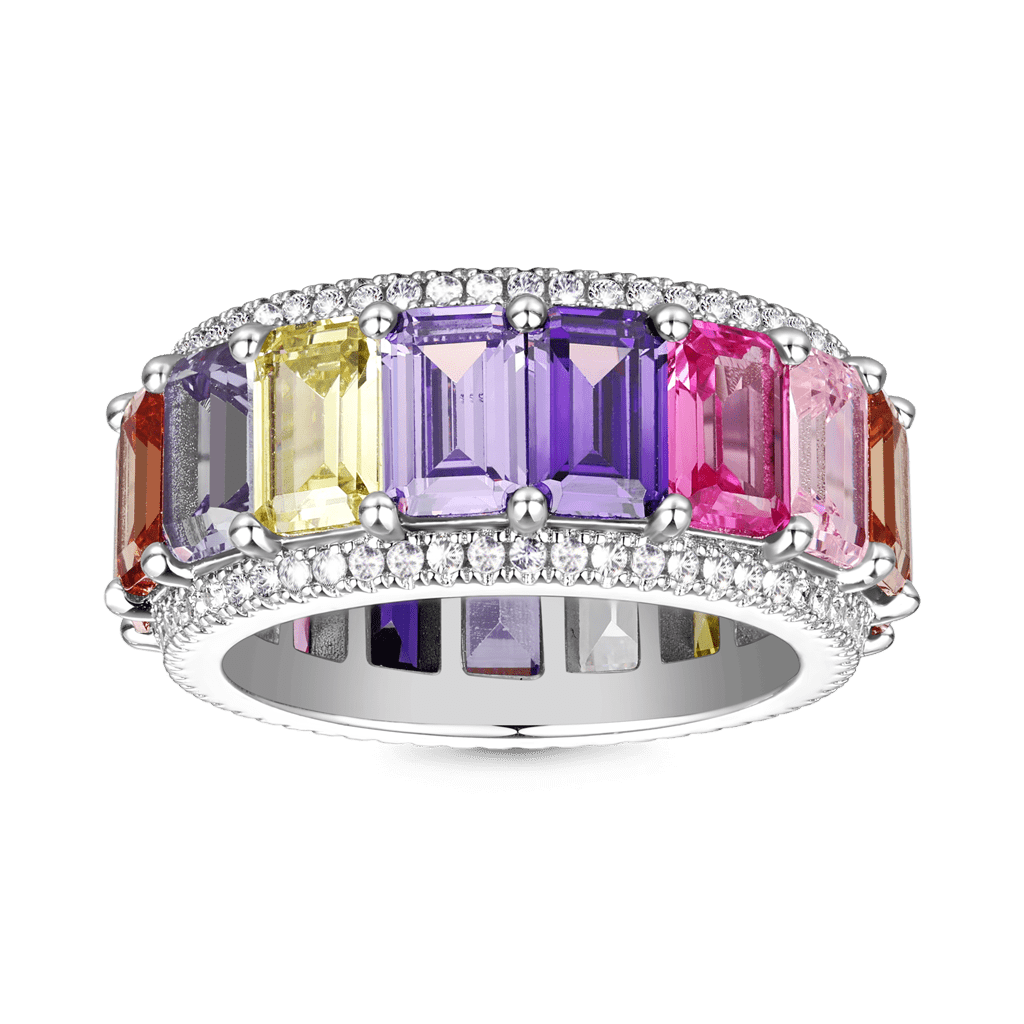 Baguette Cut Rainbow Band Ring image number 0