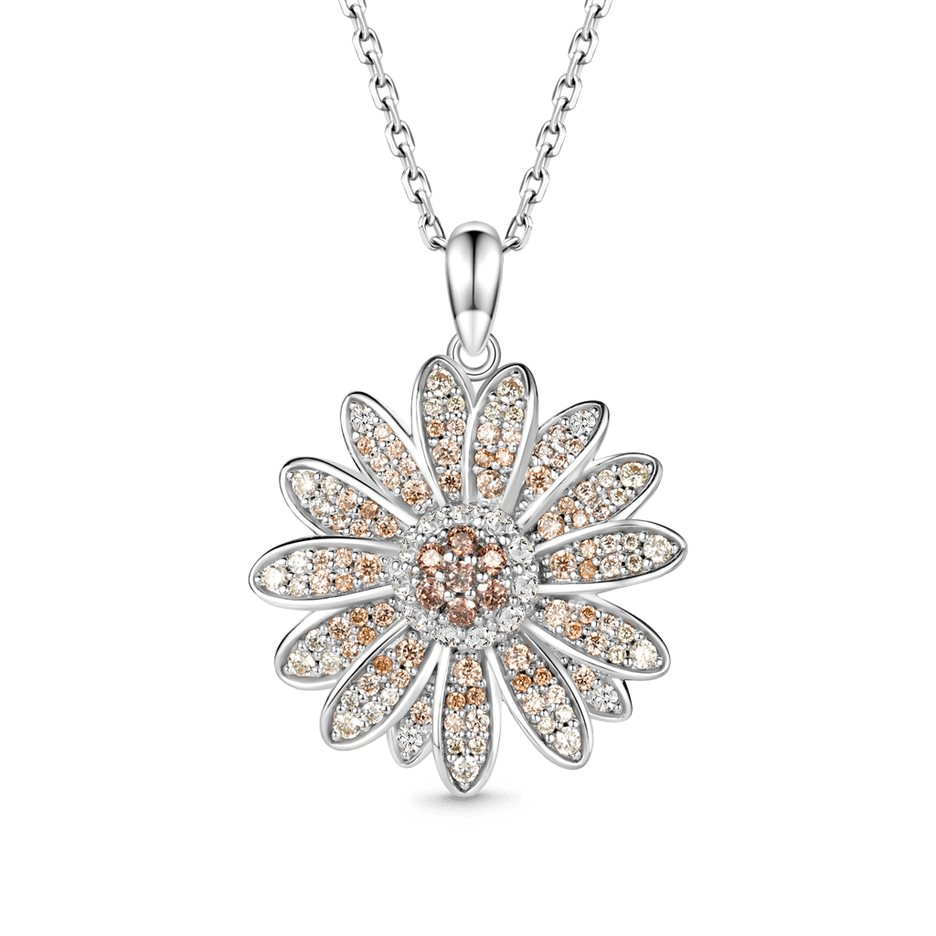 Daisy Flower Pavé Necklace image number 0