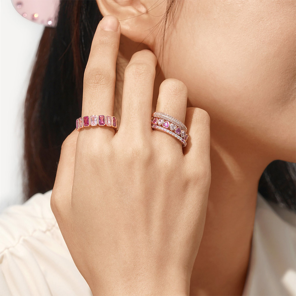 Morganite Baguette Cut Bezel Band image number 4