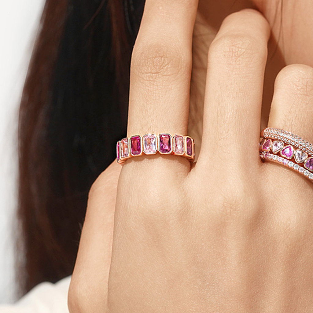 Morganite Baguette Cut Bezel Band image number 5