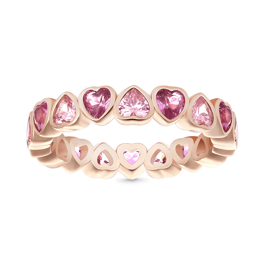 Morganite Heart Bezel Eternity Band image number 0