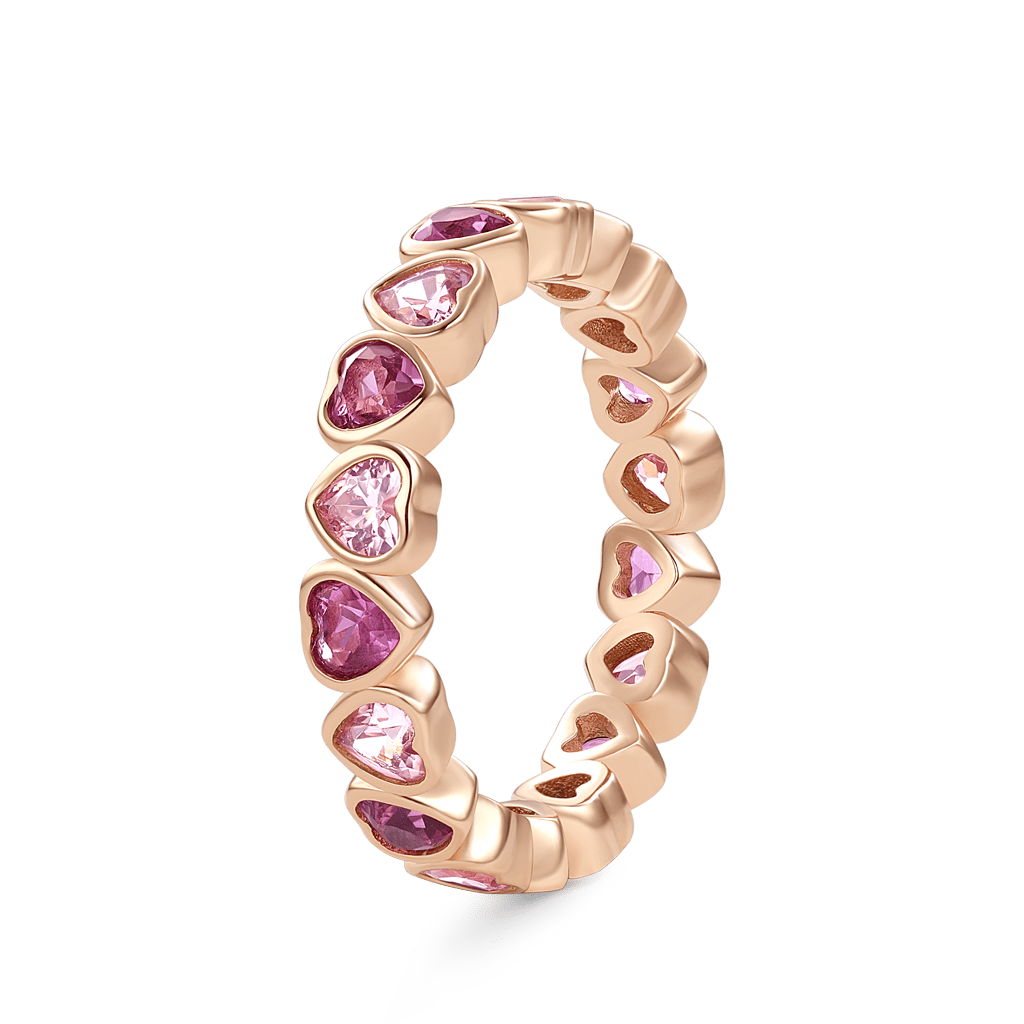 Morganite Heart Bezel Eternity Band image number 1