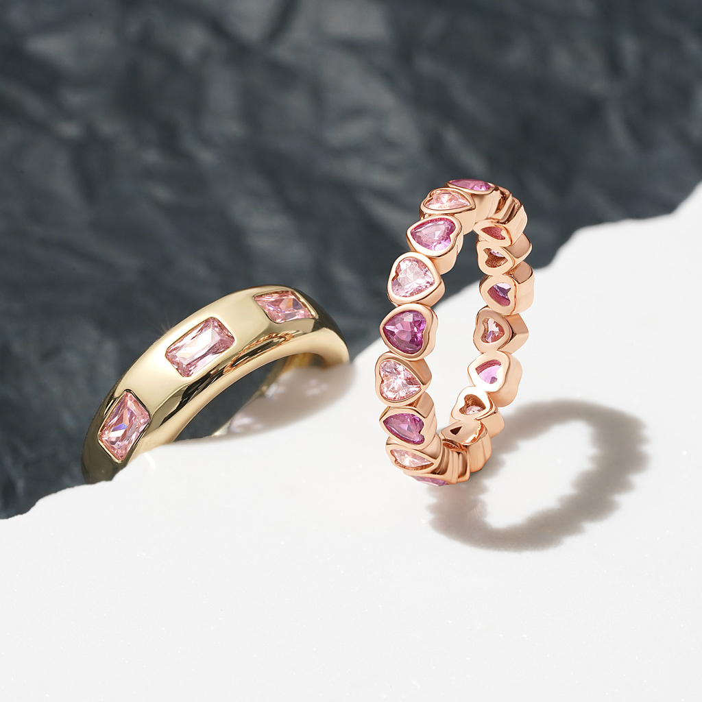 Morganite Heart Bezel Eternity Band image number 3