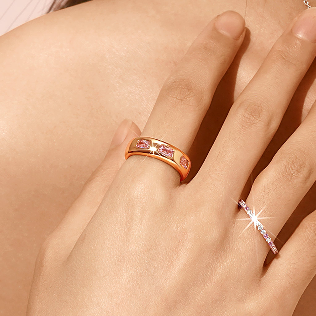 Triple Morganite Bezel Vintage Ring image number 5