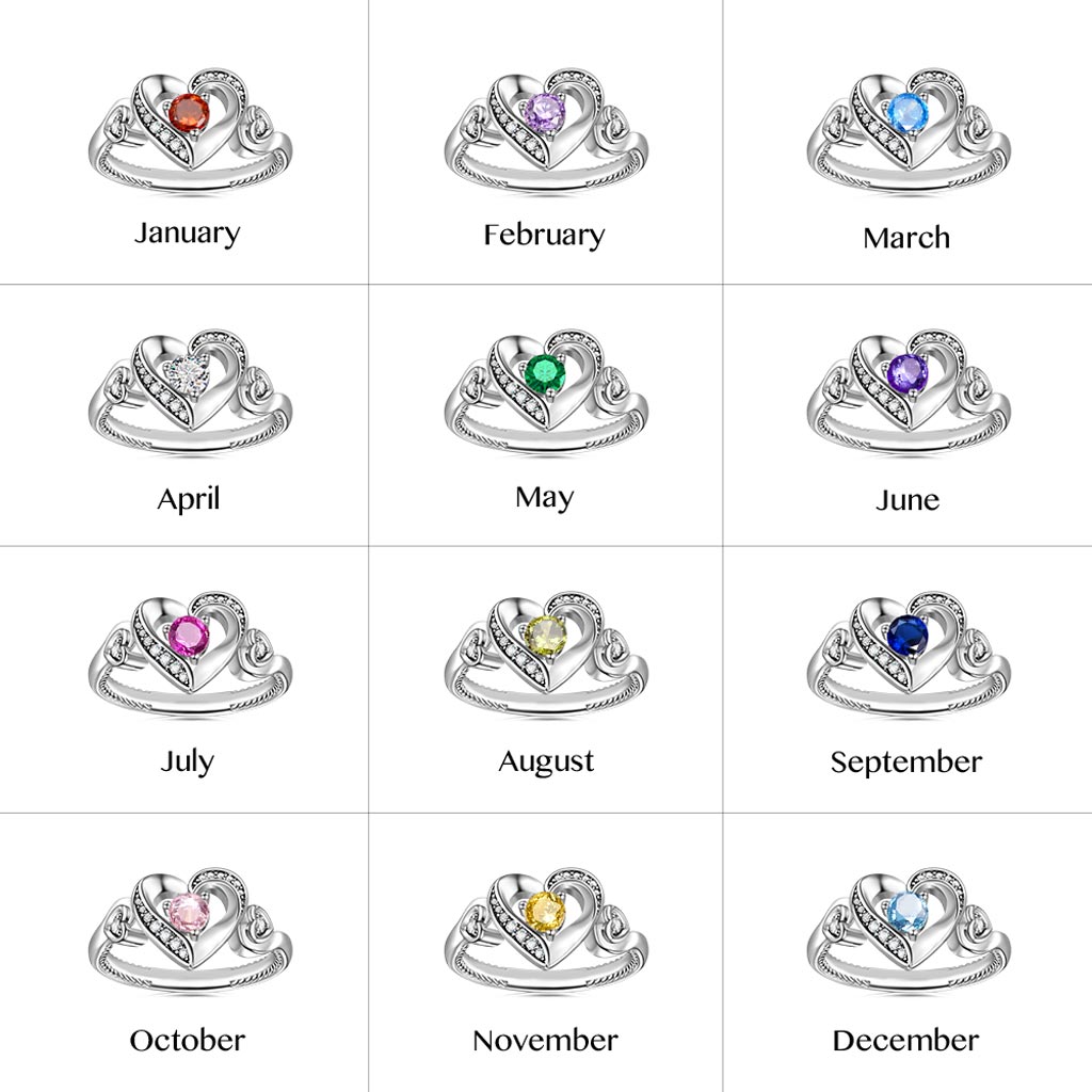 Love Heart Round Cut Birthstone Ring image number 5