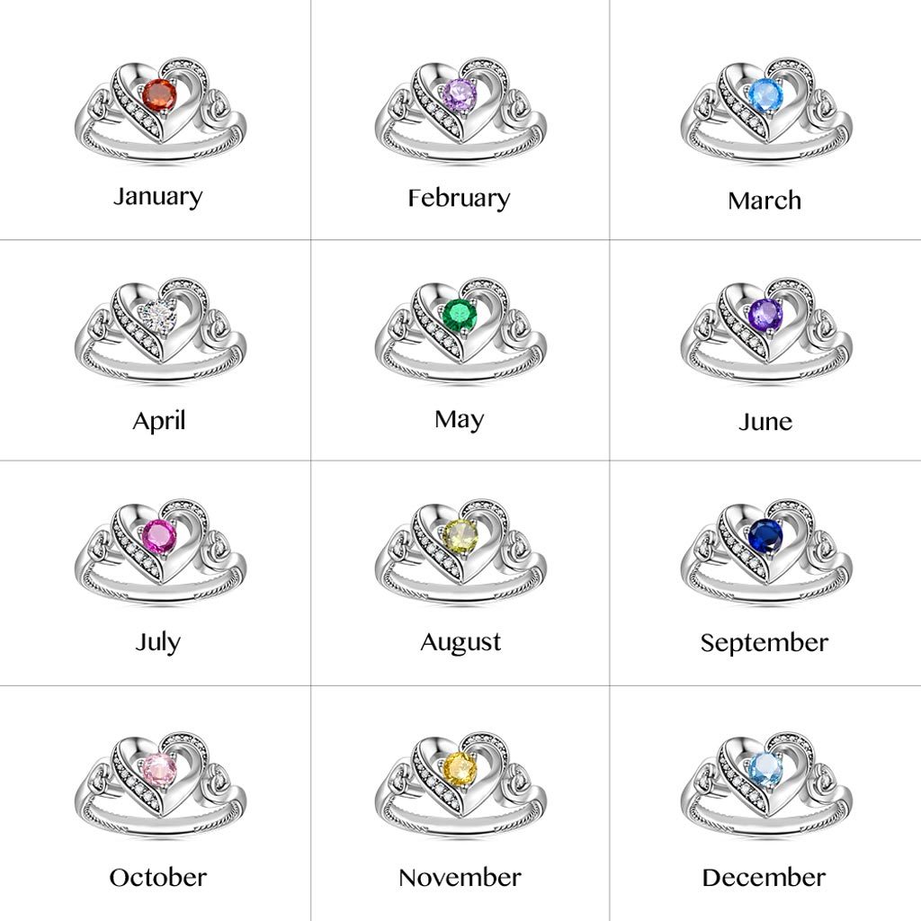 Love Heart Round Cut Birthstone Ring image number 5
