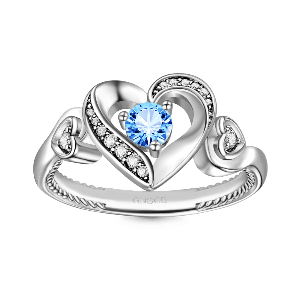 Love Heart Round Cut Birthstone Ring image number 0