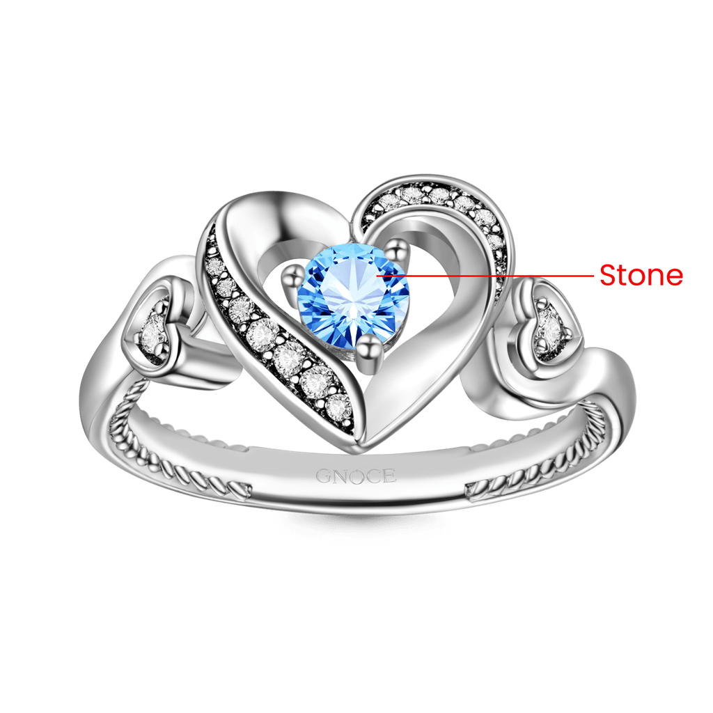 Love Heart Round Cut Birthstone Ring image number 1