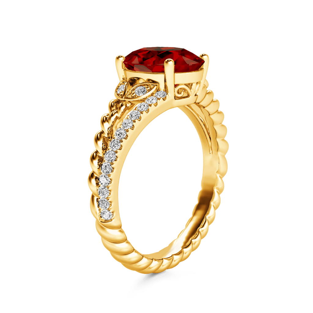 Garnet Oval-cut Vintage Split Shank Ring image number 3