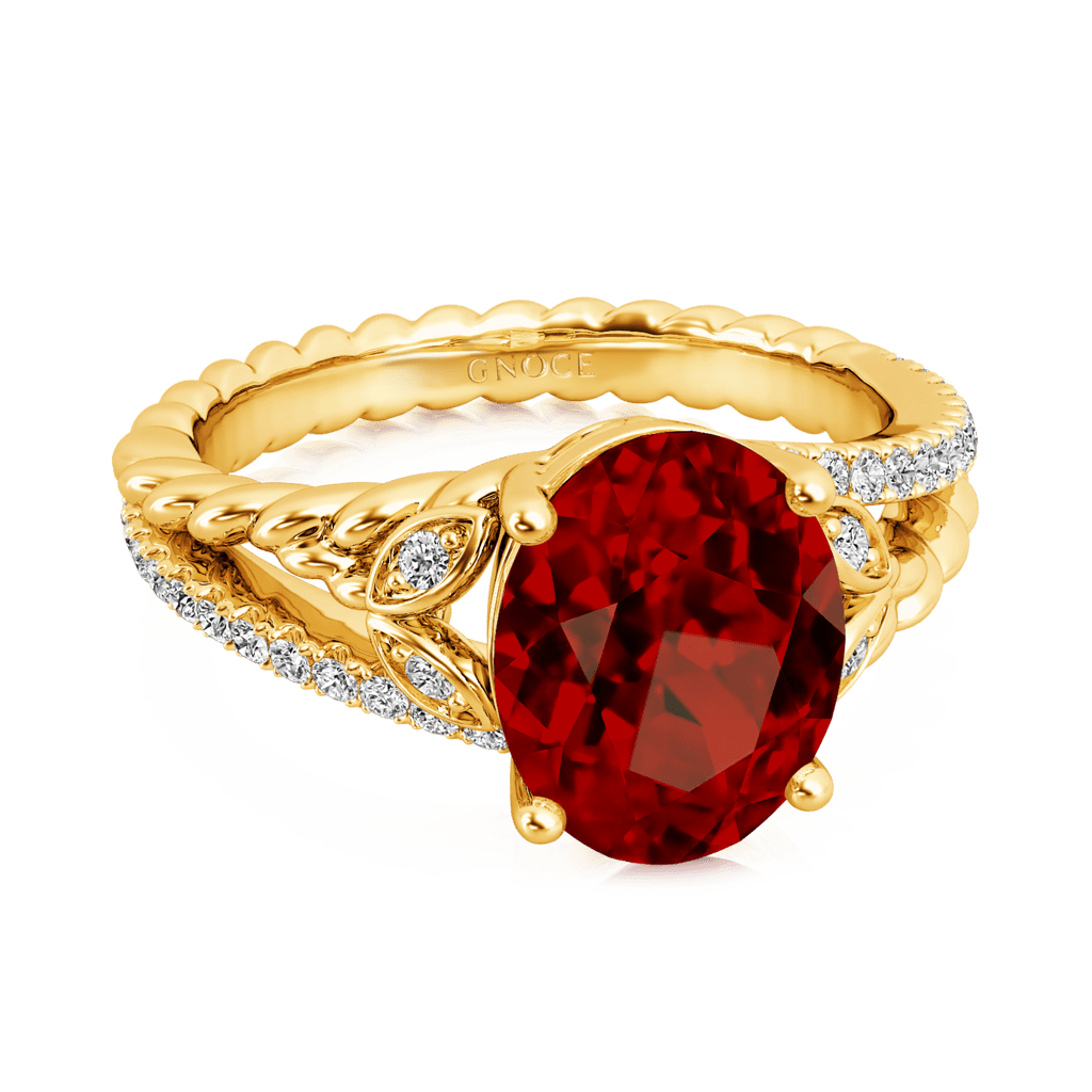 Garnet Oval-cut Vintage Split Shank Ring image number 2