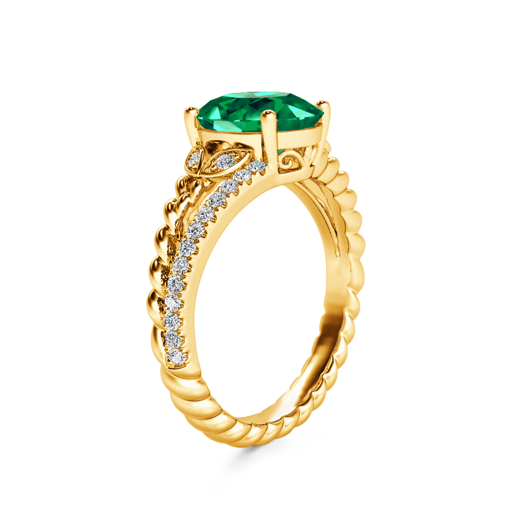 Emerald Oval-cut Vintage Split Shank Ring image number 2