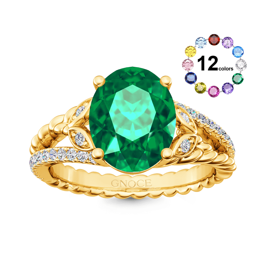 Emerald Oval-cut Vintage Split Shank Ring image number 0
