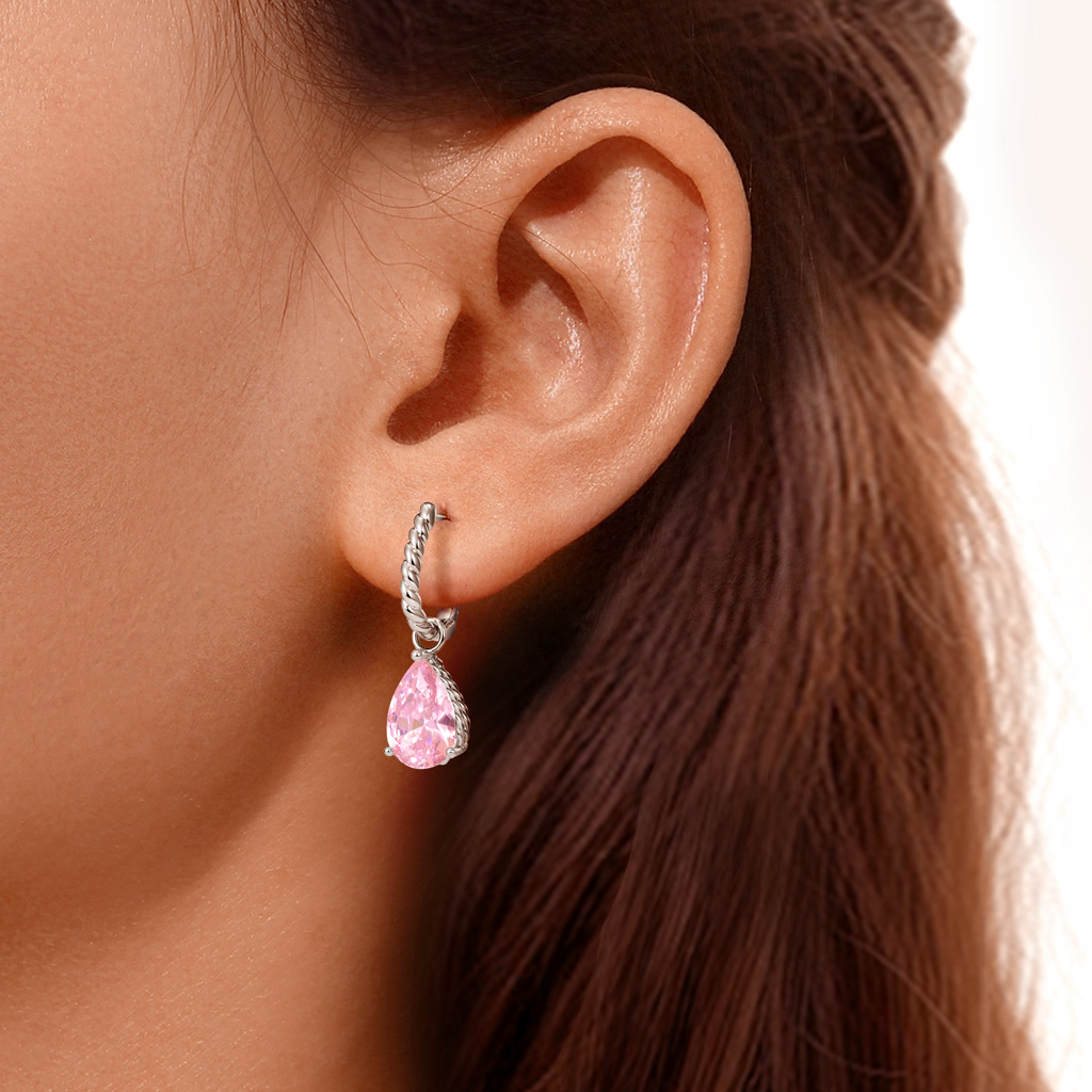 Pink Teardrop Lock Earrings image number 5
