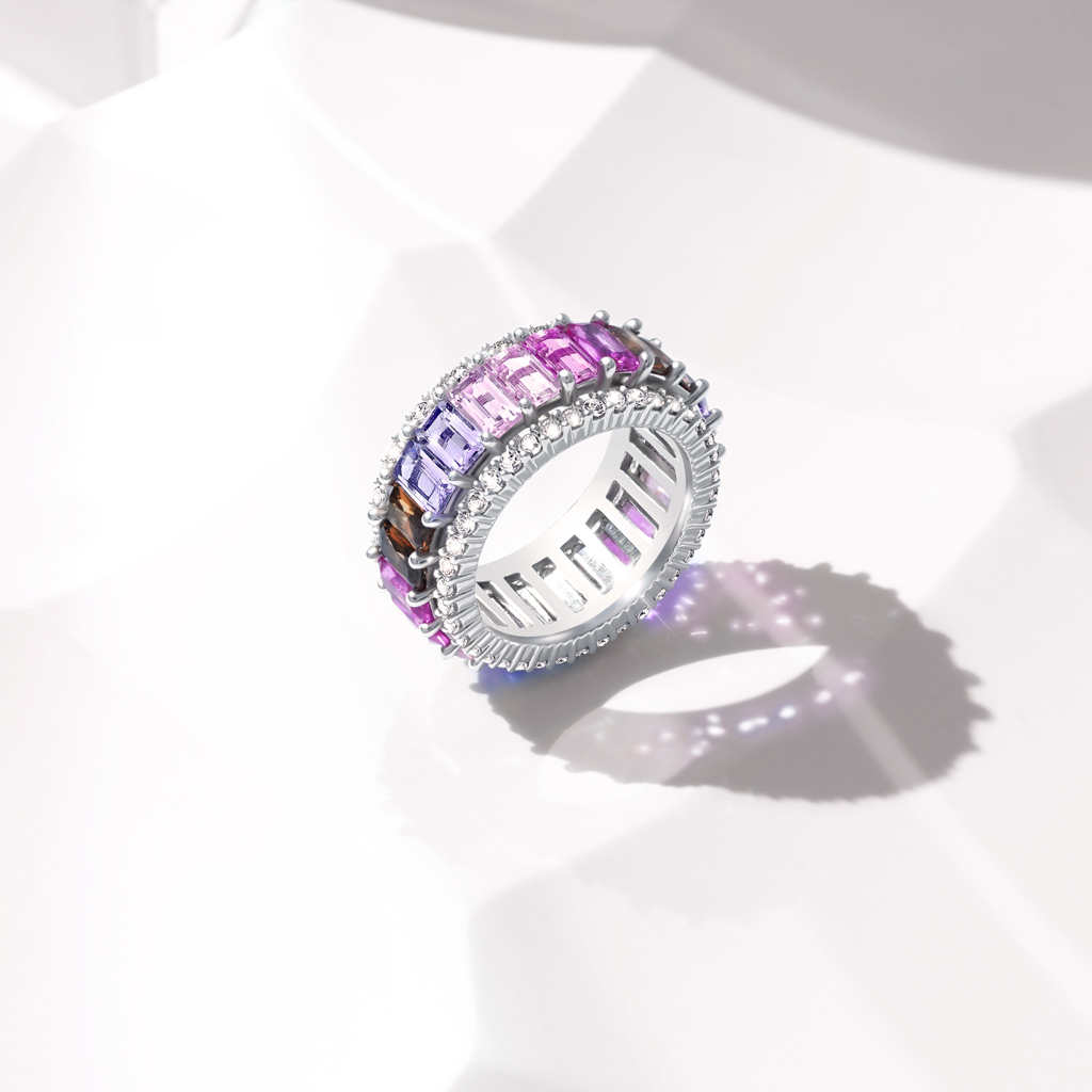 Baguette Cut Gradient Spinner Band image number 3