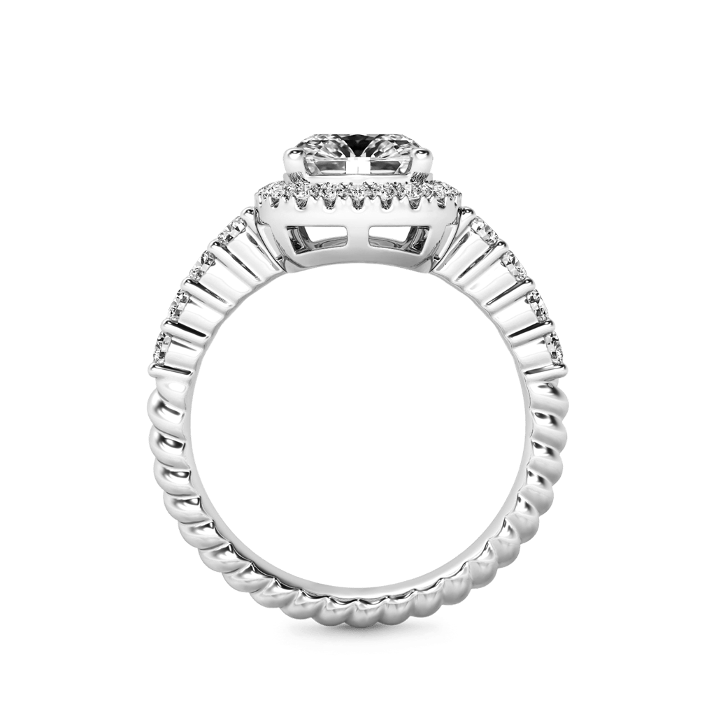 Cushion-cut Halo Side Stone Ring image number 3