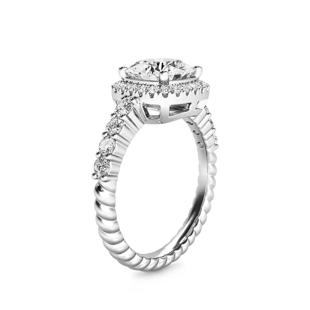 Cushion-cut Halo Side Stone Ring image number 1