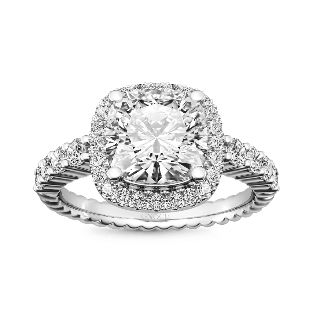 Cushion-cut Halo Side Stone Ring image number 0