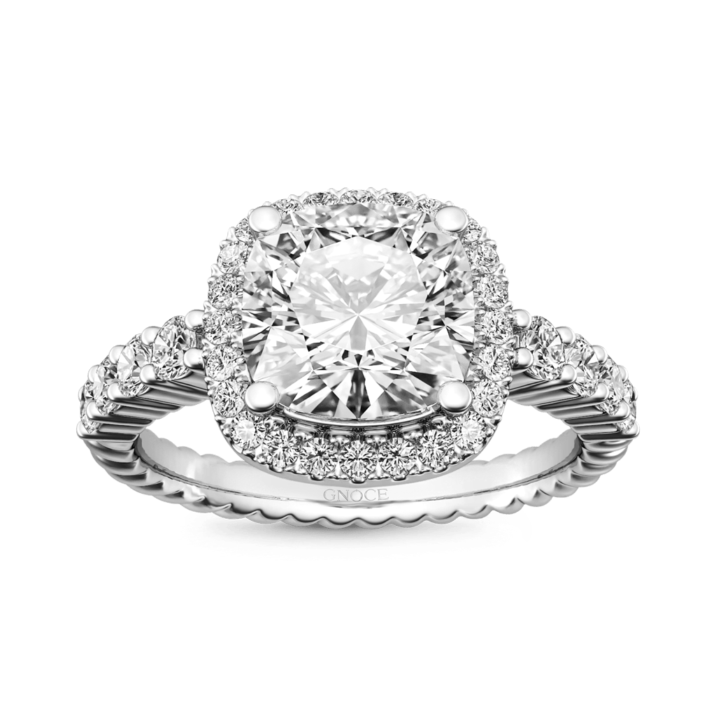 Cushion-cut Halo Side Stone Ring image number 0