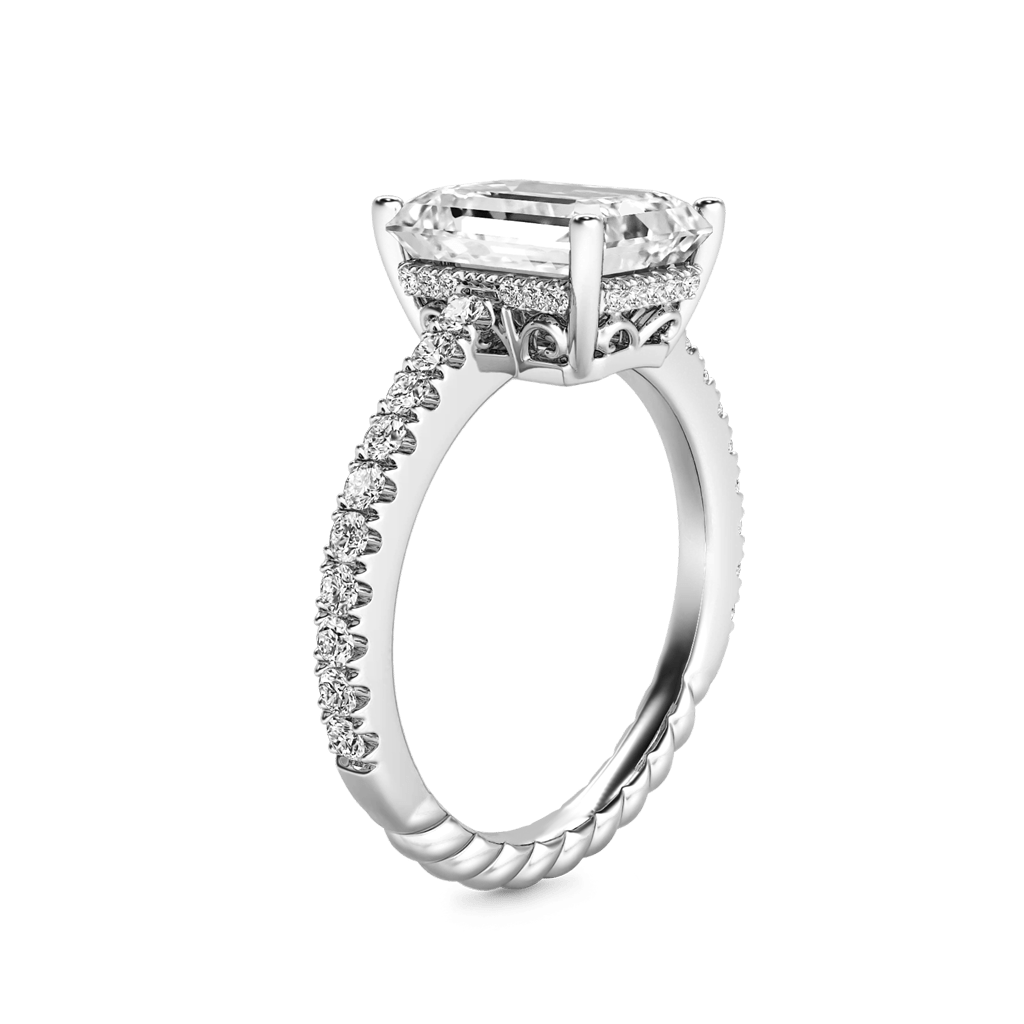 Radiant-cut Side Stone Ring image number 3