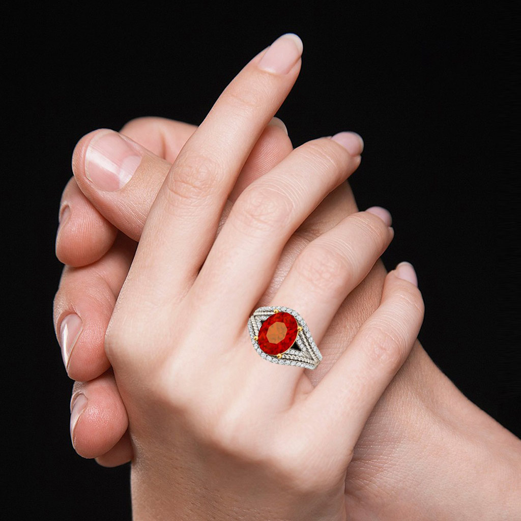 Oval Ruby Wide Band Ring image number 5