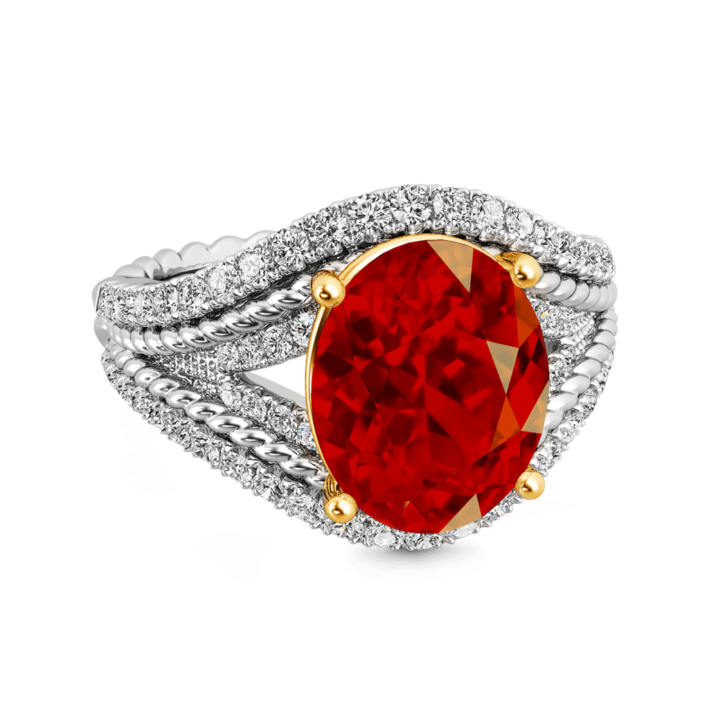 Oval Ruby Wide Band Ring image number 2