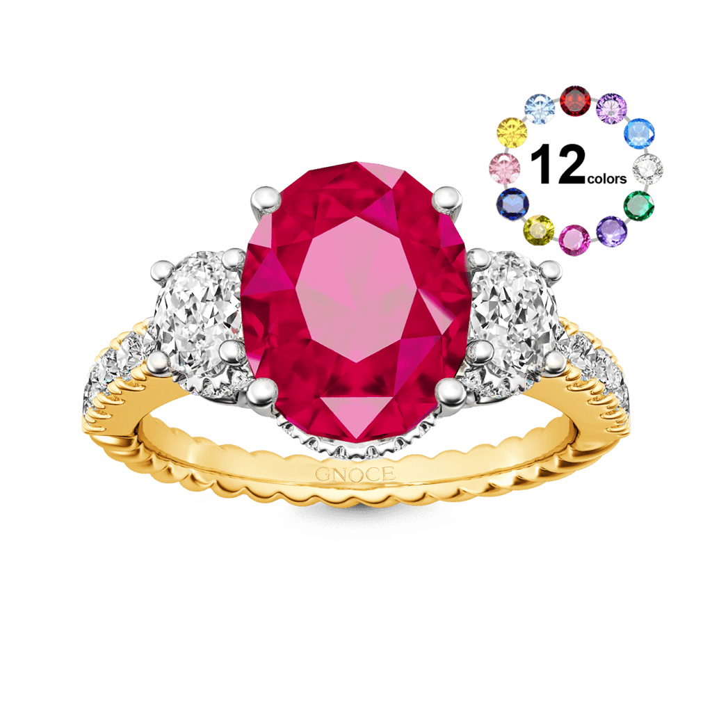 Oval Three-stone Birthstone Ring image number 0