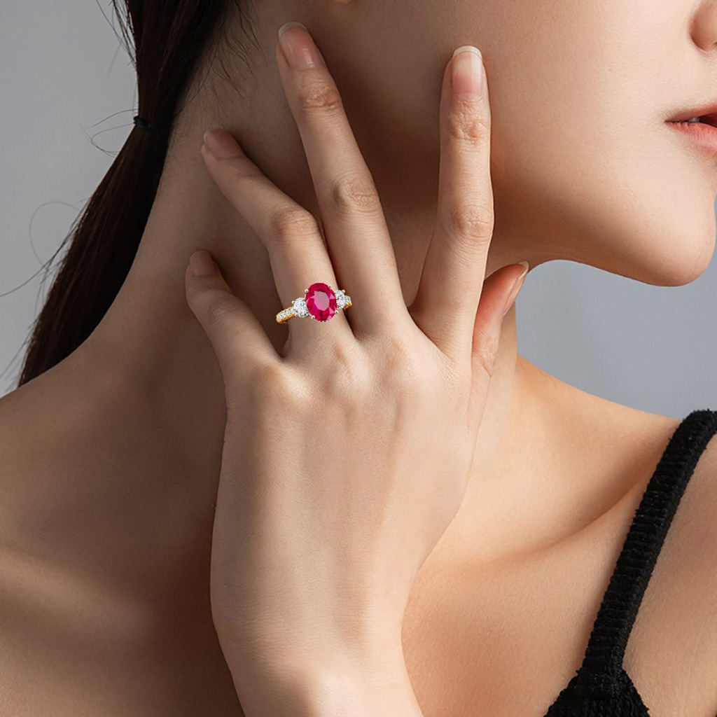 Oval Three-stone Birthstone Ring image number 5