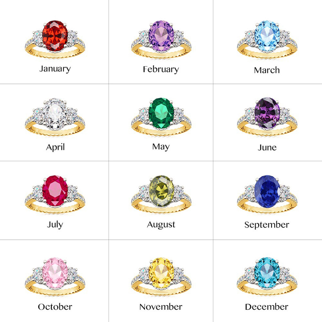 Oval Three-stone Birthstone Ring image number 4