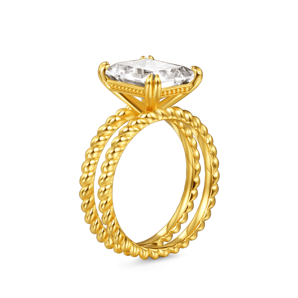 Radiant-cut Soliatire Split Shank Ring image number 1