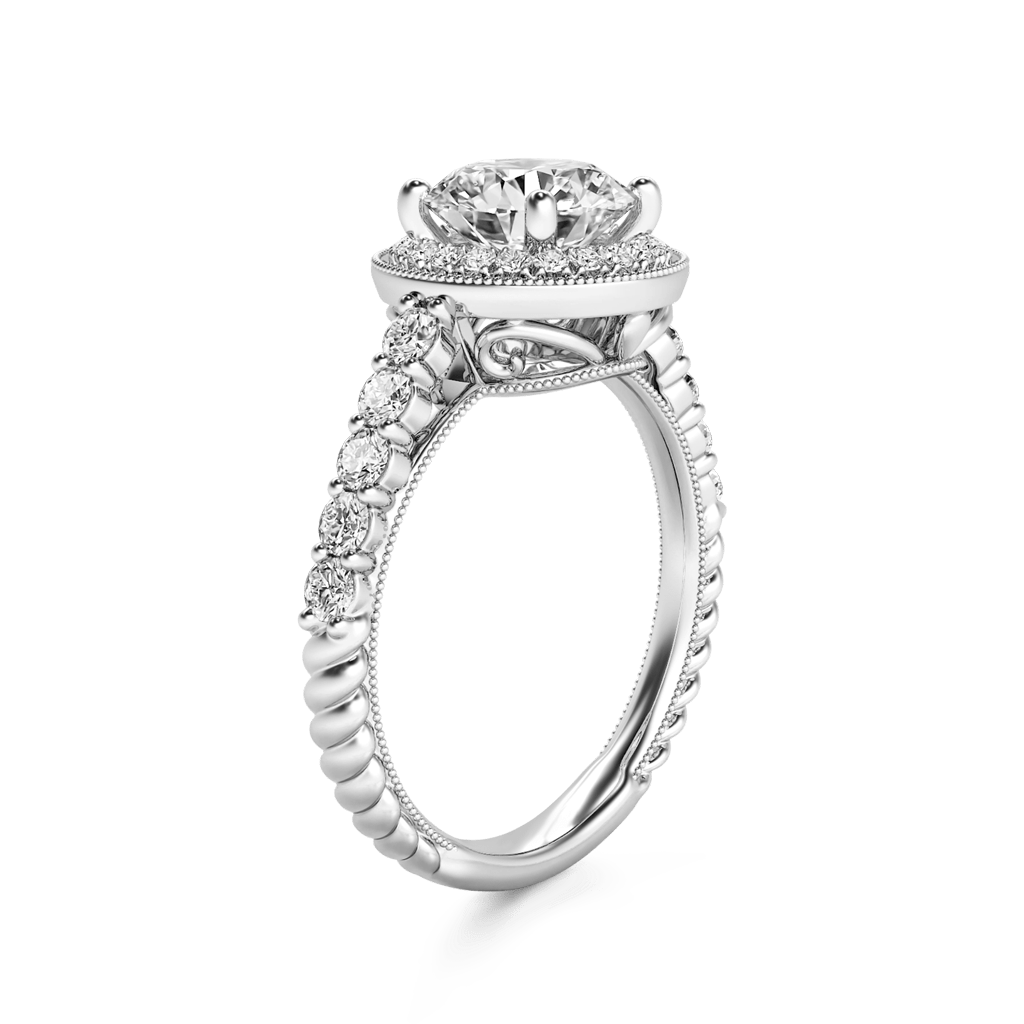 Vintage Round Cut Halo Milgrain Ring image number 3