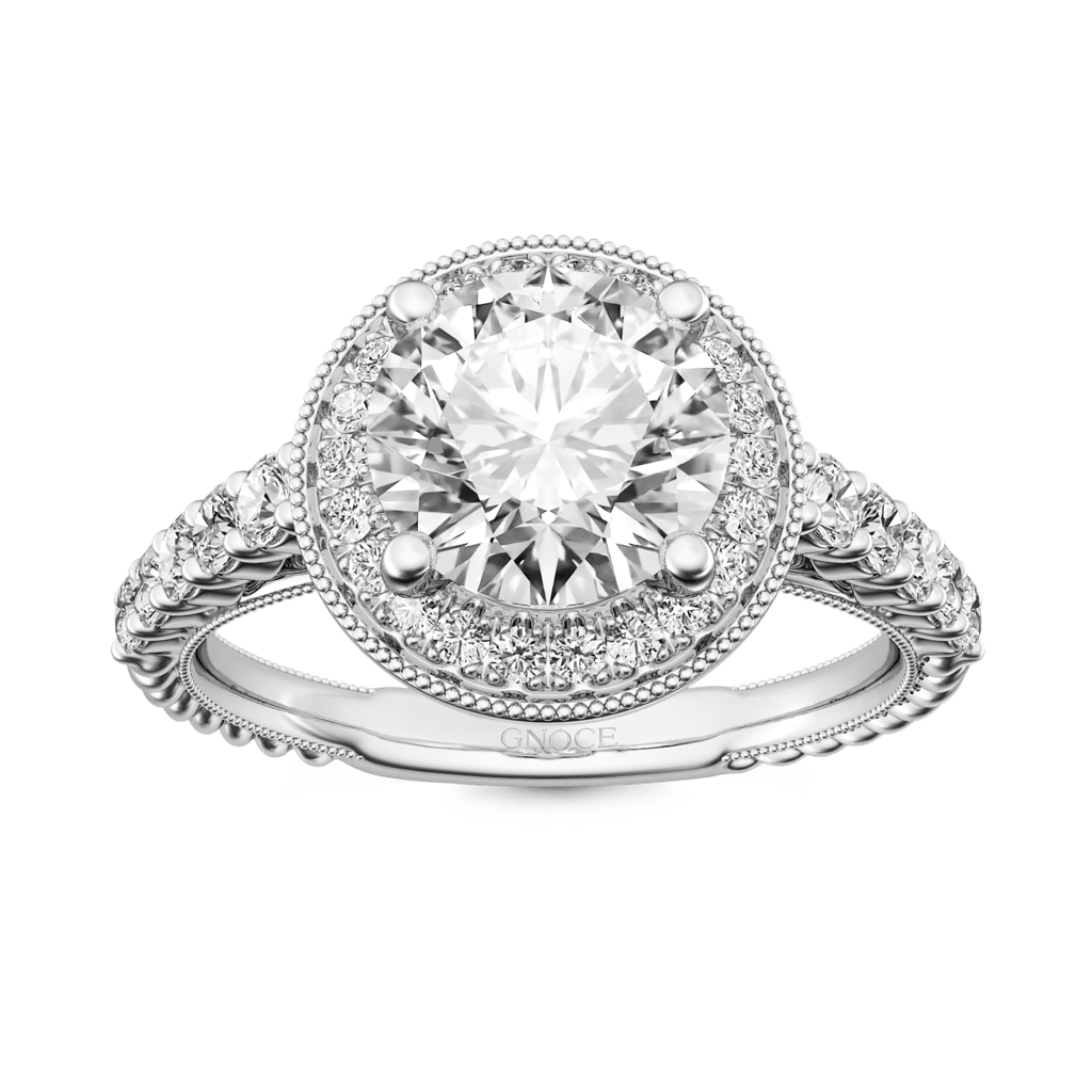 Vintage Round Cut Halo Milgrain Ring image number 0