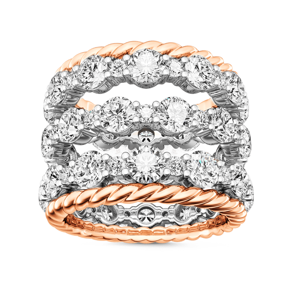 Stackable Two-tone Paved Trio Ring Set image number 0