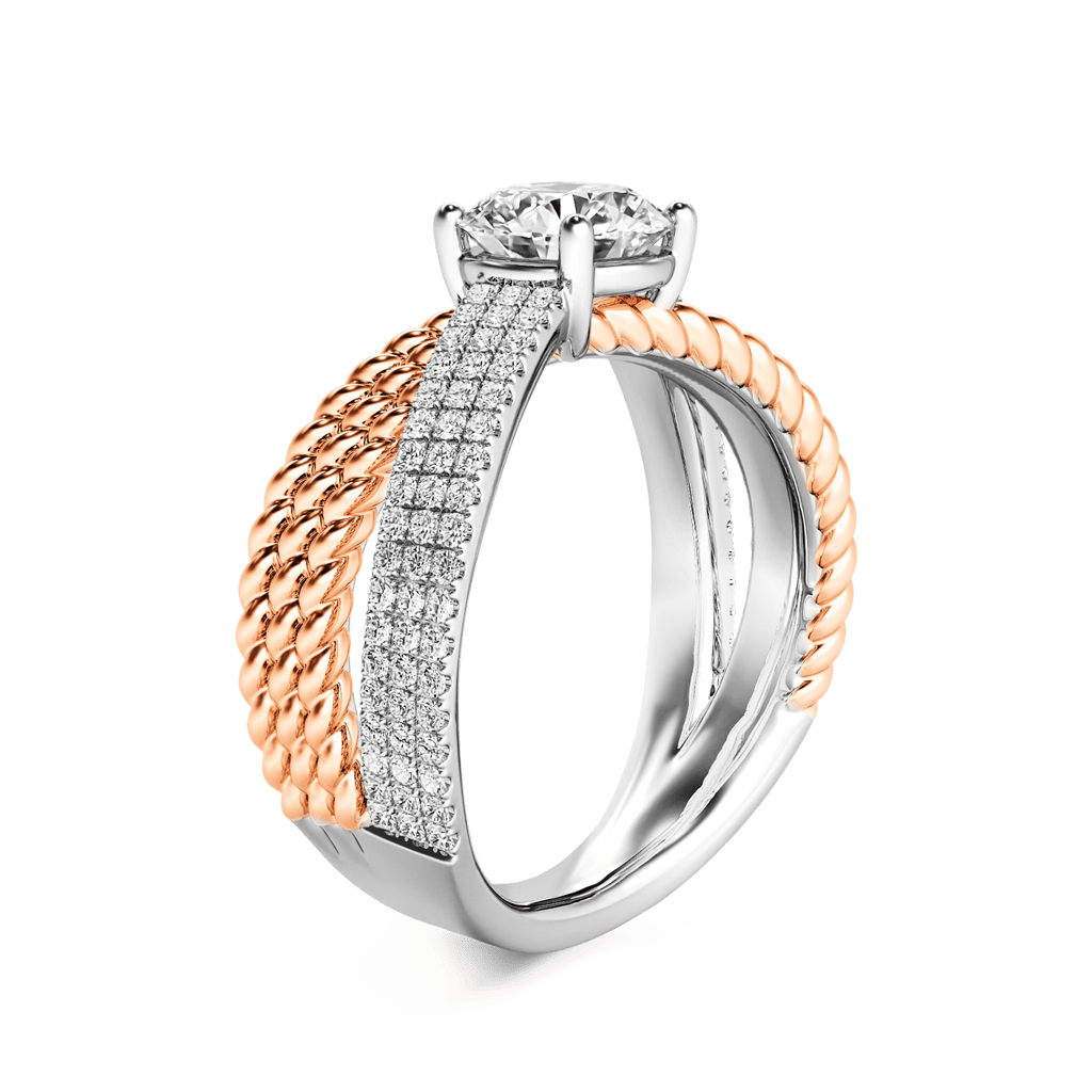 Round Cut Twisted Band Engagement Ring image number 1