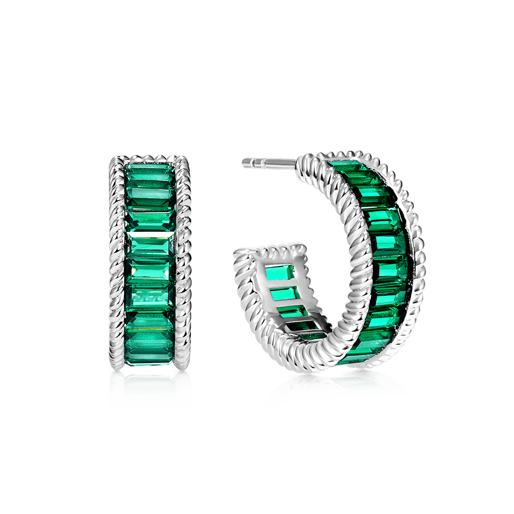 Paved Twisted Rope C Hoop Earrings image number 0