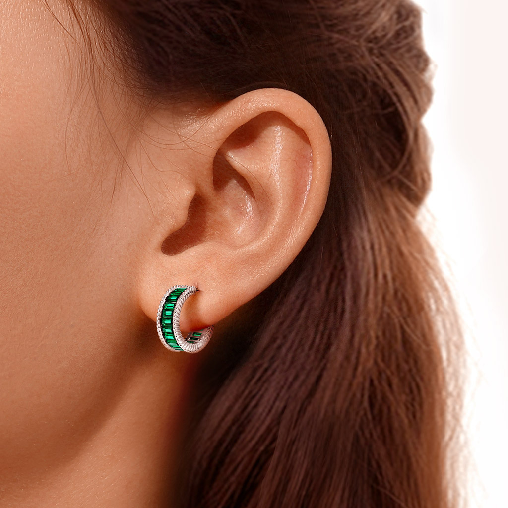 Paved Twisted Rope C Hoop Earrings image number 4