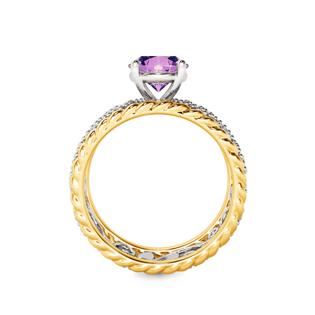 Round Gemstone Twisted Rope Vintage Band image number 2