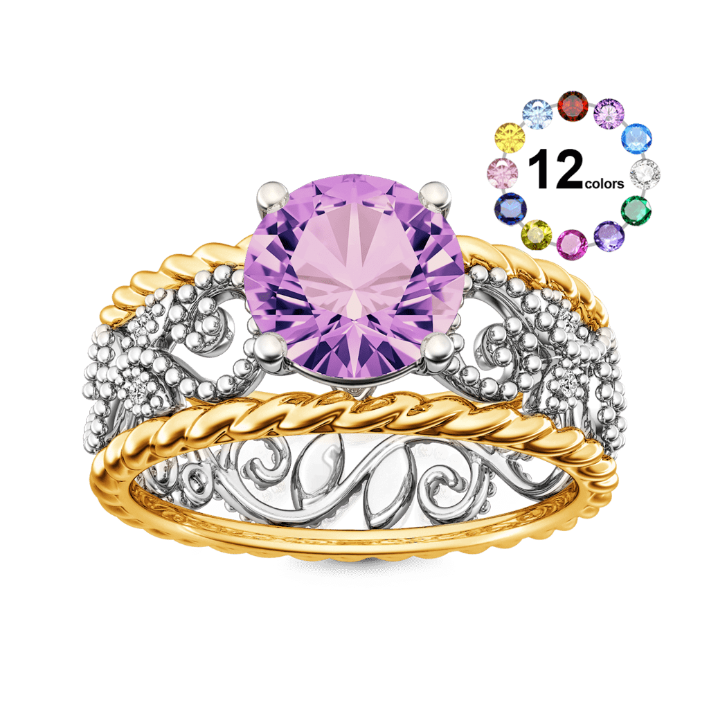 Round Gemstone Twisted Rope Vintage Band image number 0