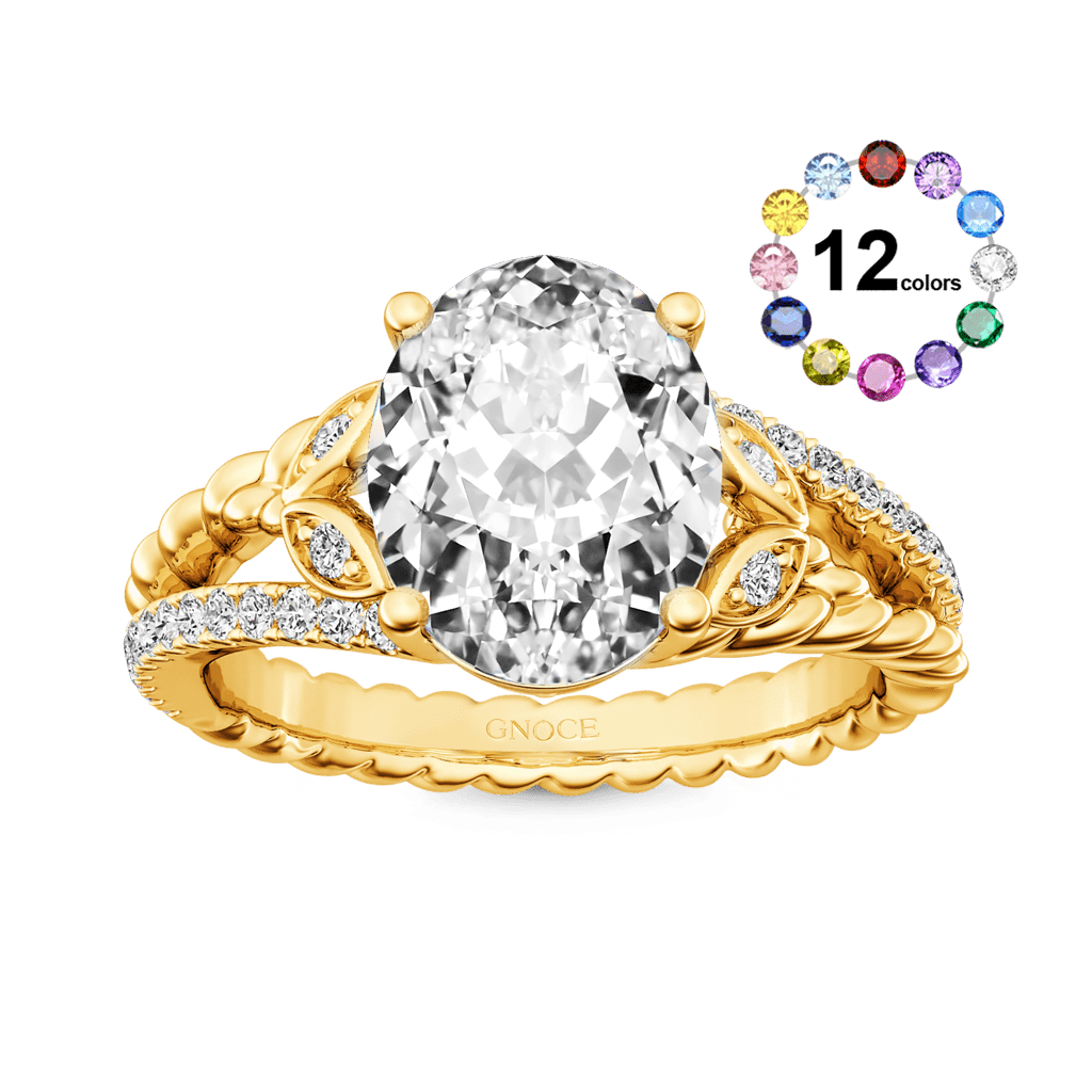 Diamond Oval-cut Vintage Split Shank Ring image number 0