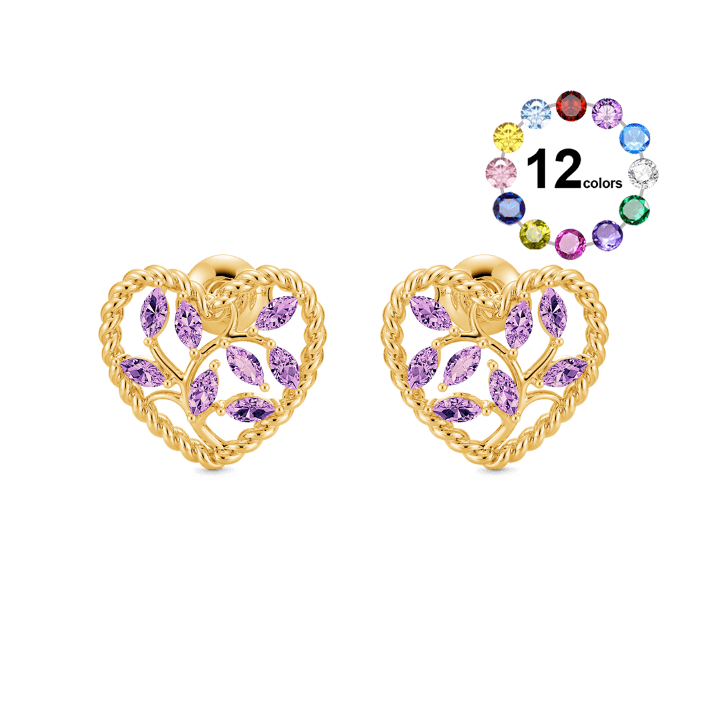 Olive Leaf Twisted Rope Heart Stud Earrings image number 0